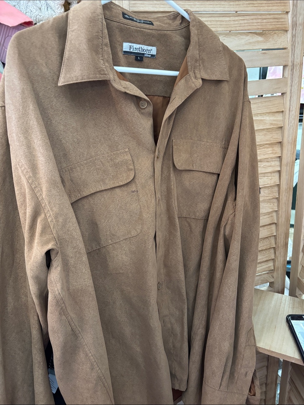 Firethorn Silver UltraSuede Button-Up Shacket Large